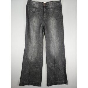 Lauren Conrad Wide Leg Jeans Sz 14 33x31 Faded Black Front Seam Stretch Trouser